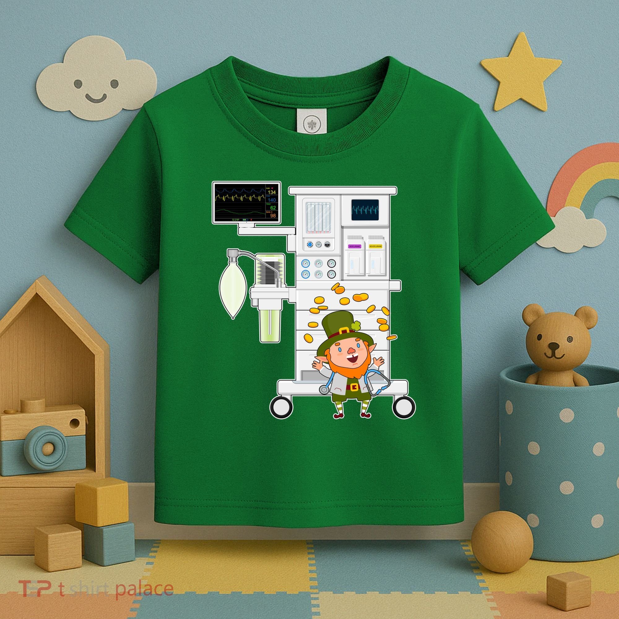 St Patrick's Day Leprechaun Anesthesia Machine Toddler T-Shirt