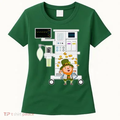 St Patrick's Day Leprechaun Anesthesia Machine Women's T-Shirt