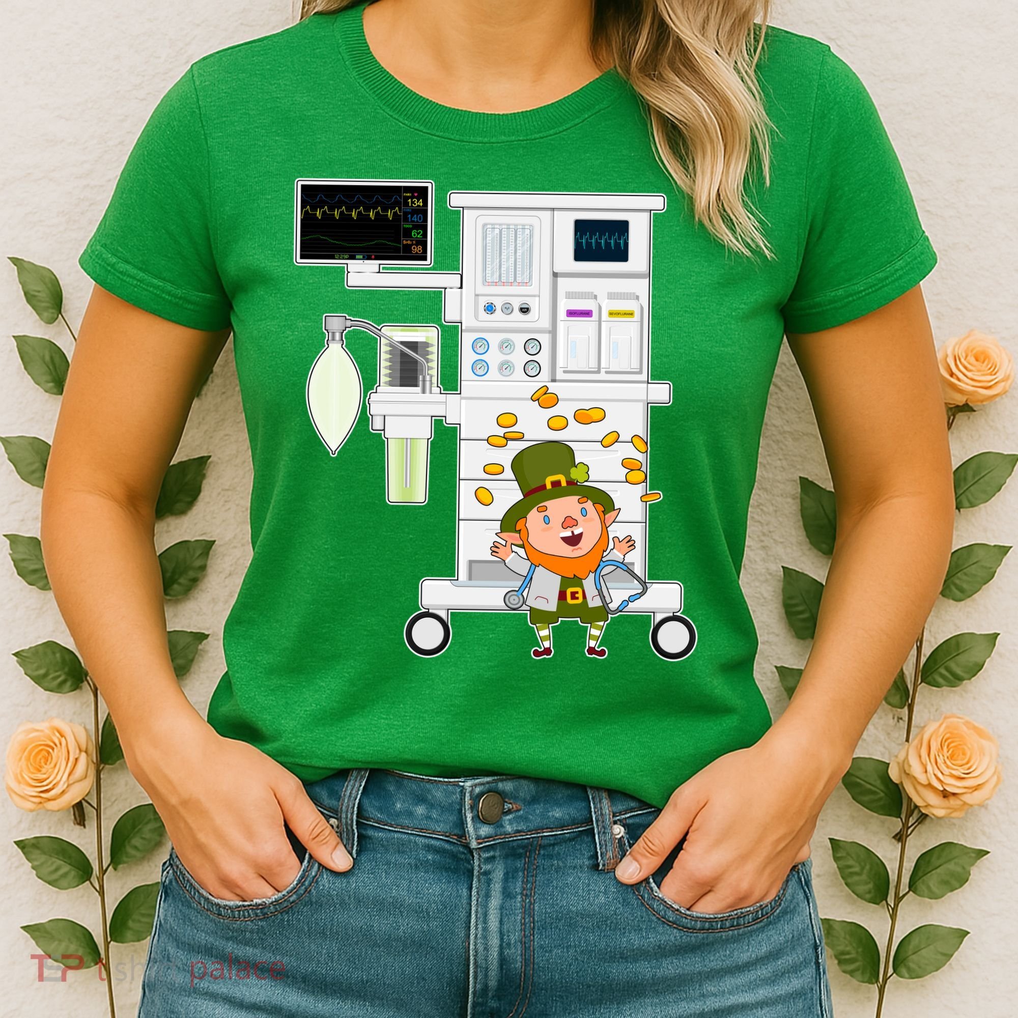 St Patrick's Day Leprechaun Anesthesia Machine Women's T-Shirt