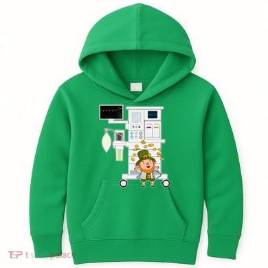 St Patrick's Day Leprechaun Anesthesia Machine Kids Hoodie