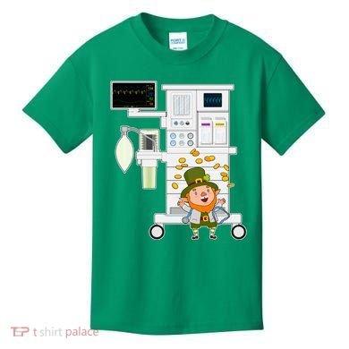 St Patrick's Day Leprechaun Anesthesia Machine Kids T-Shirt