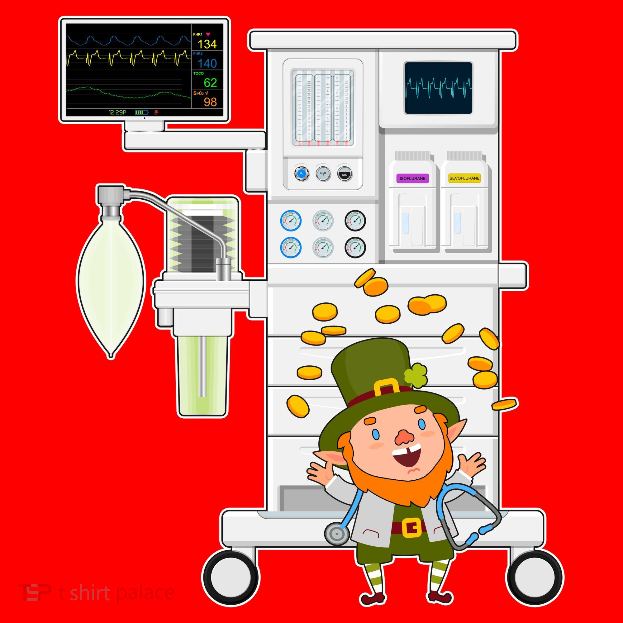 St Patrick's Day Leprechaun Anesthesia Machine Santa Hat
