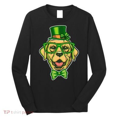 St Patrick's Day Lucky Golden Retriever Dog Long Sleeve Shirt