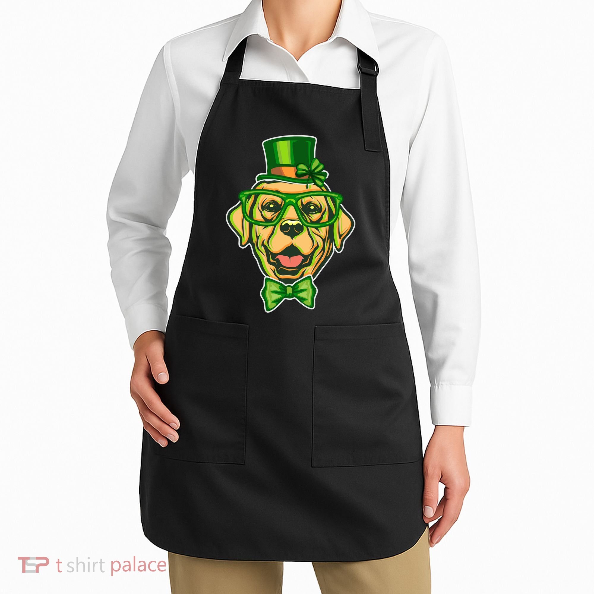 St Patrick's Day Lucky Golden Retriever Dog Apron