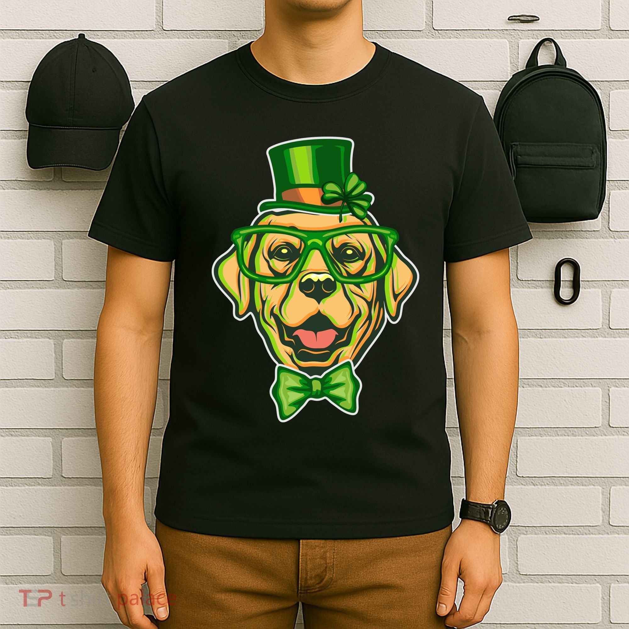 St Patrick's Day Lucky Golden Retriever Dog T-Shirt