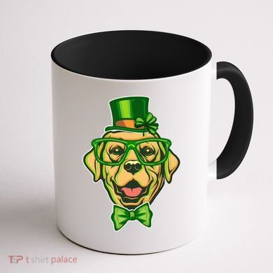St Patrick's Day Lucky Golden Retriever Dog Coffee Mug back