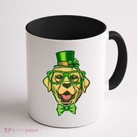 St Patrick's Day Lucky Golden Retriever Dog Coffee Mug thumb 1
