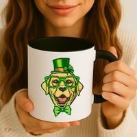 St Patrick's Day Lucky Golden Retriever Dog Coffee Mug thumb 3