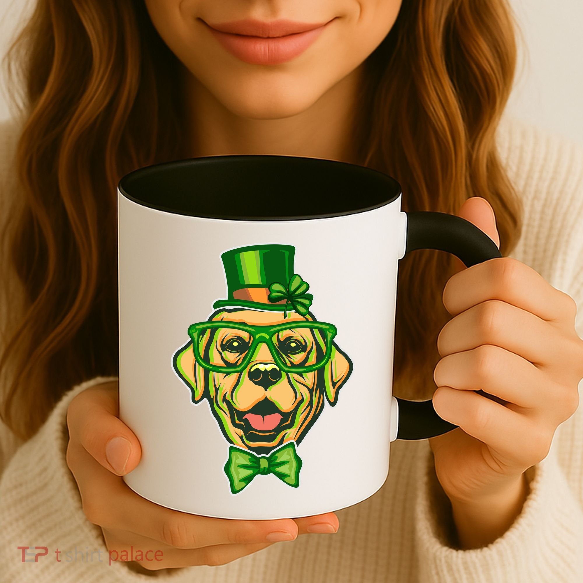 St Patrick's Day Lucky Golden Retriever Dog Coffee Mug