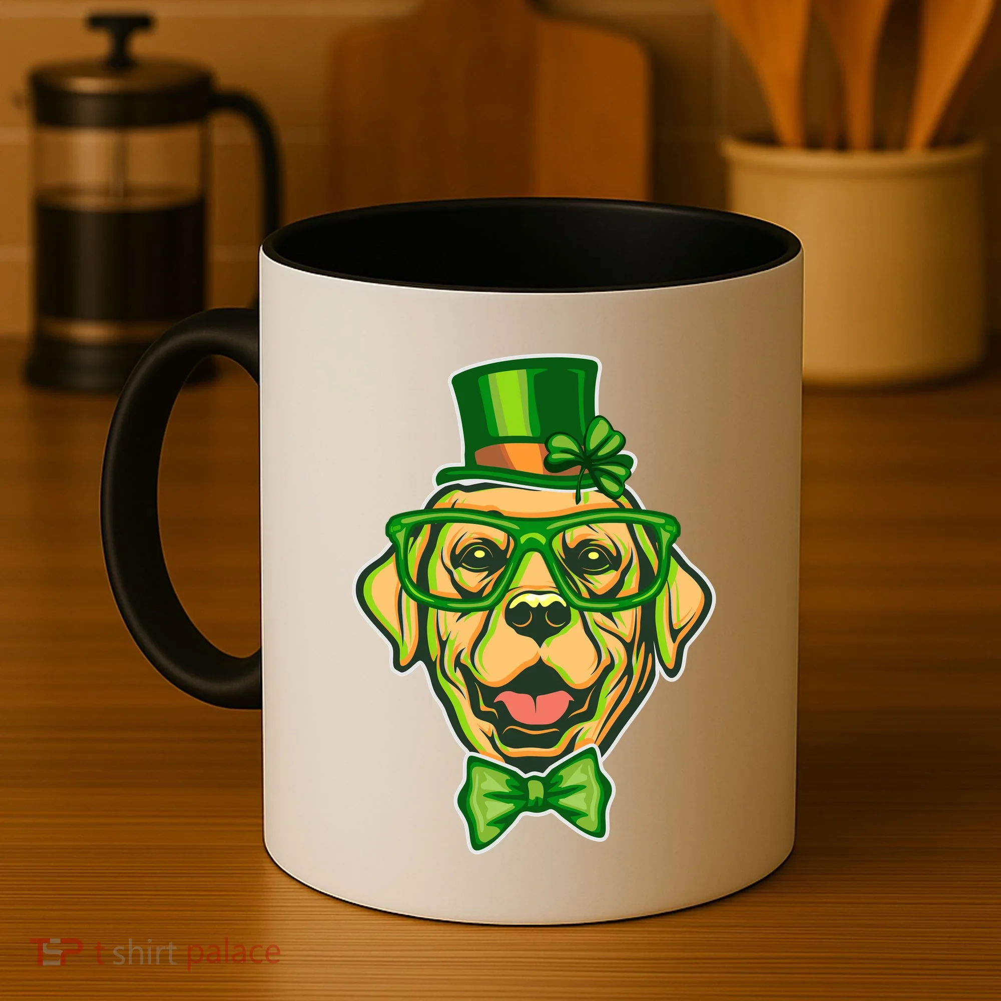 St Patrick's Day Lucky Golden Retriever Dog Coffee Mug