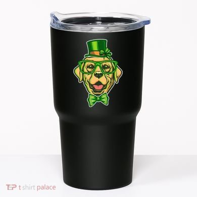 St Patrick's Day Lucky Golden Retriever Dog Tumbler