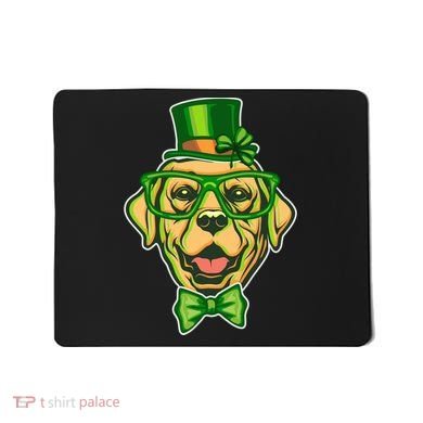St Patrick's Day Lucky Golden Retriever Dog Mousepad