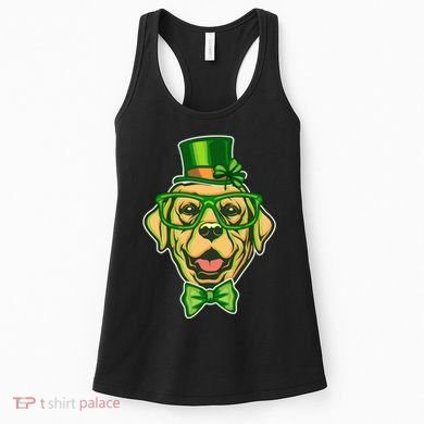 St Patrick's Day Lucky Golden Retriever Dog Women's Tank Top