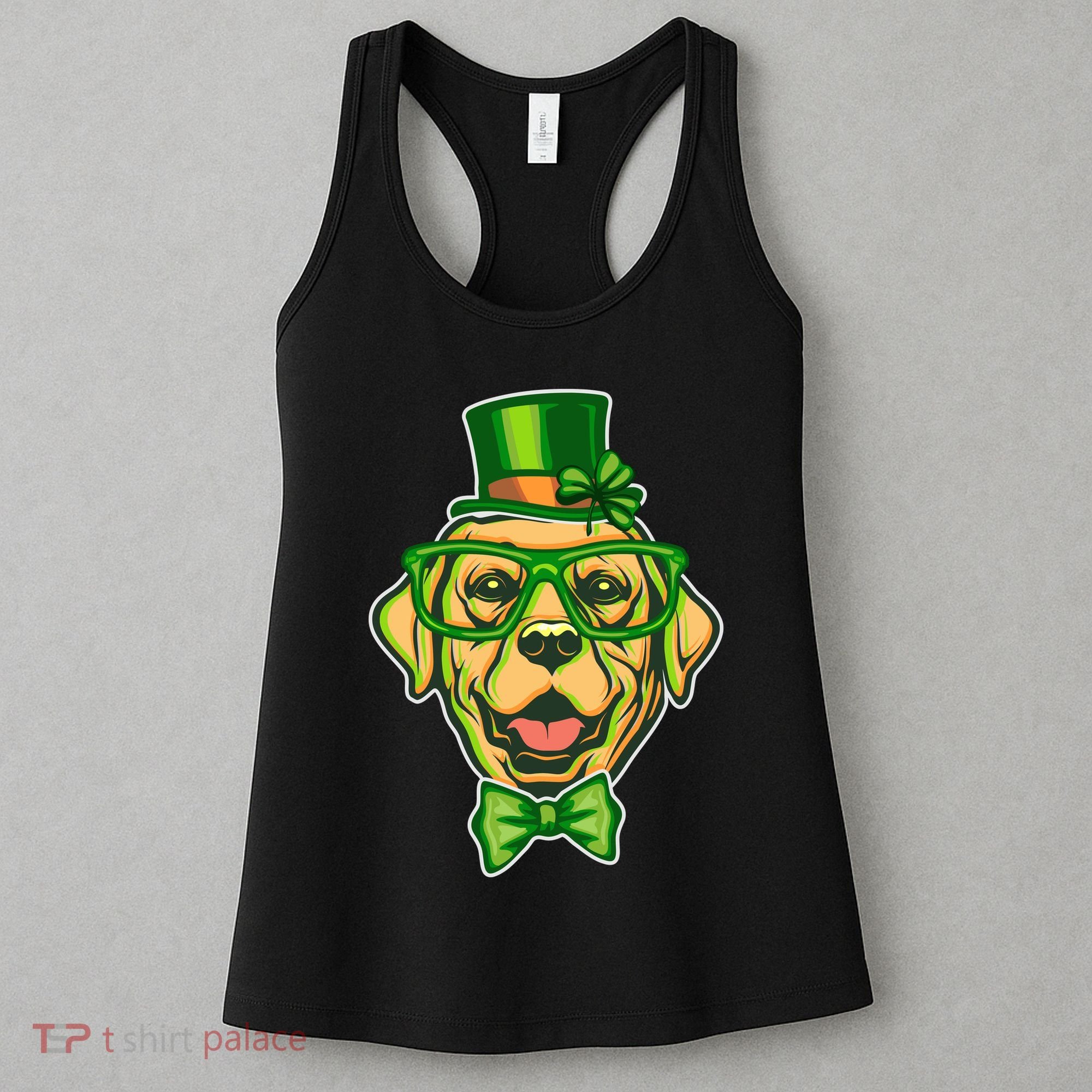 St Patrick's Day Lucky Golden Retriever Dog Women's Tank Top