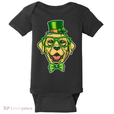 St Patrick's Day Lucky Golden Retriever Dog Baby Bodysuit