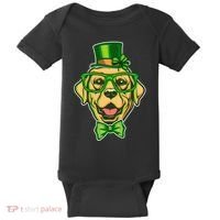 St Patrick's Day Lucky Golden Retriever Dog Baby Bodysuit thumb 0