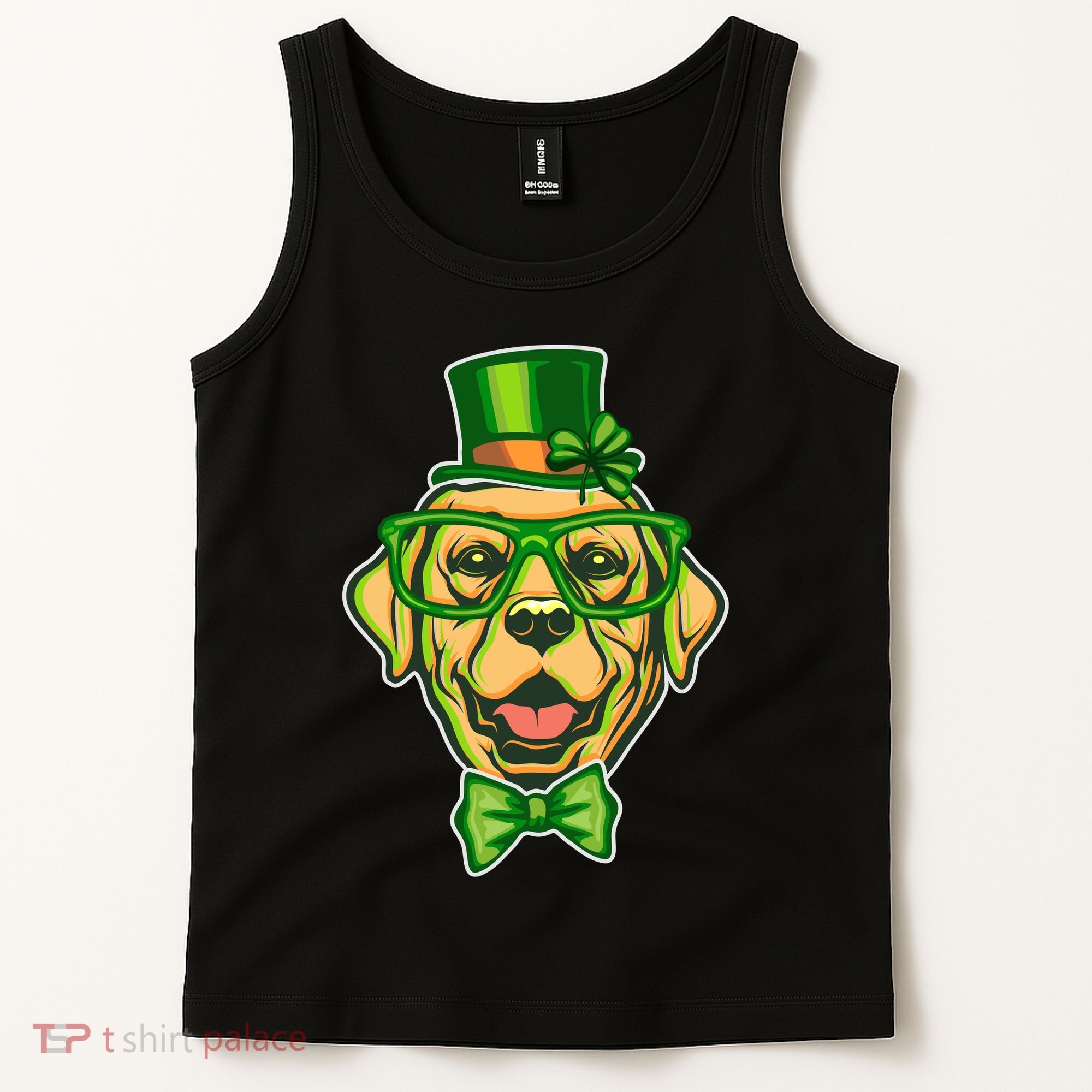 St Patrick's Day Lucky Golden Retriever Dog Tank Top