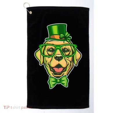 St Patrick's Day Lucky Golden Retriever Dog Golf Towel
