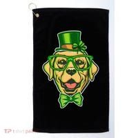 St Patrick's Day Lucky Golden Retriever Dog Golf Towel thumb 0