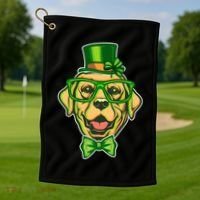 St Patrick's Day Lucky Golden Retriever Dog Golf Towel thumb 1