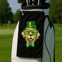 St Patrick's Day Lucky Golden Retriever Dog Golf Towel thumb 2