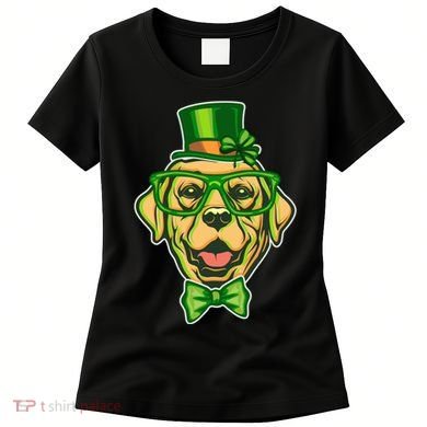 St Patrick's Day Lucky Golden Retriever Dog Women's T-Shirt