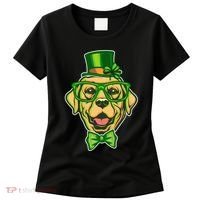 St Patrick's Day Lucky Golden Retriever Dog Women's T-Shirt thumb 0
