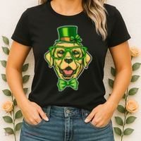 St Patrick's Day Lucky Golden Retriever Dog Women's T-Shirt thumb 2