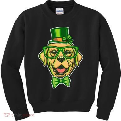 St Patrick's Day Lucky Golden Retriever Dog Kids Sweatshirt