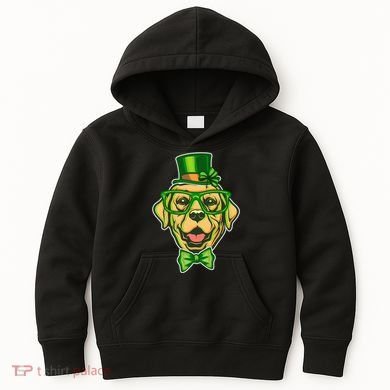 St Patrick's Day Lucky Golden Retriever Dog Kids Hoodie