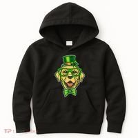 St Patrick's Day Lucky Golden Retriever Dog Kids Hoodie thumb 0