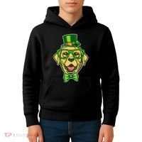 St Patrick's Day Lucky Golden Retriever Dog Kids Hoodie thumb 4