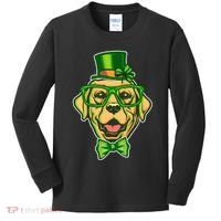 St Patrick's Day Lucky Golden Retriever Dog Kids Long Sleeve Shirt thumb 0