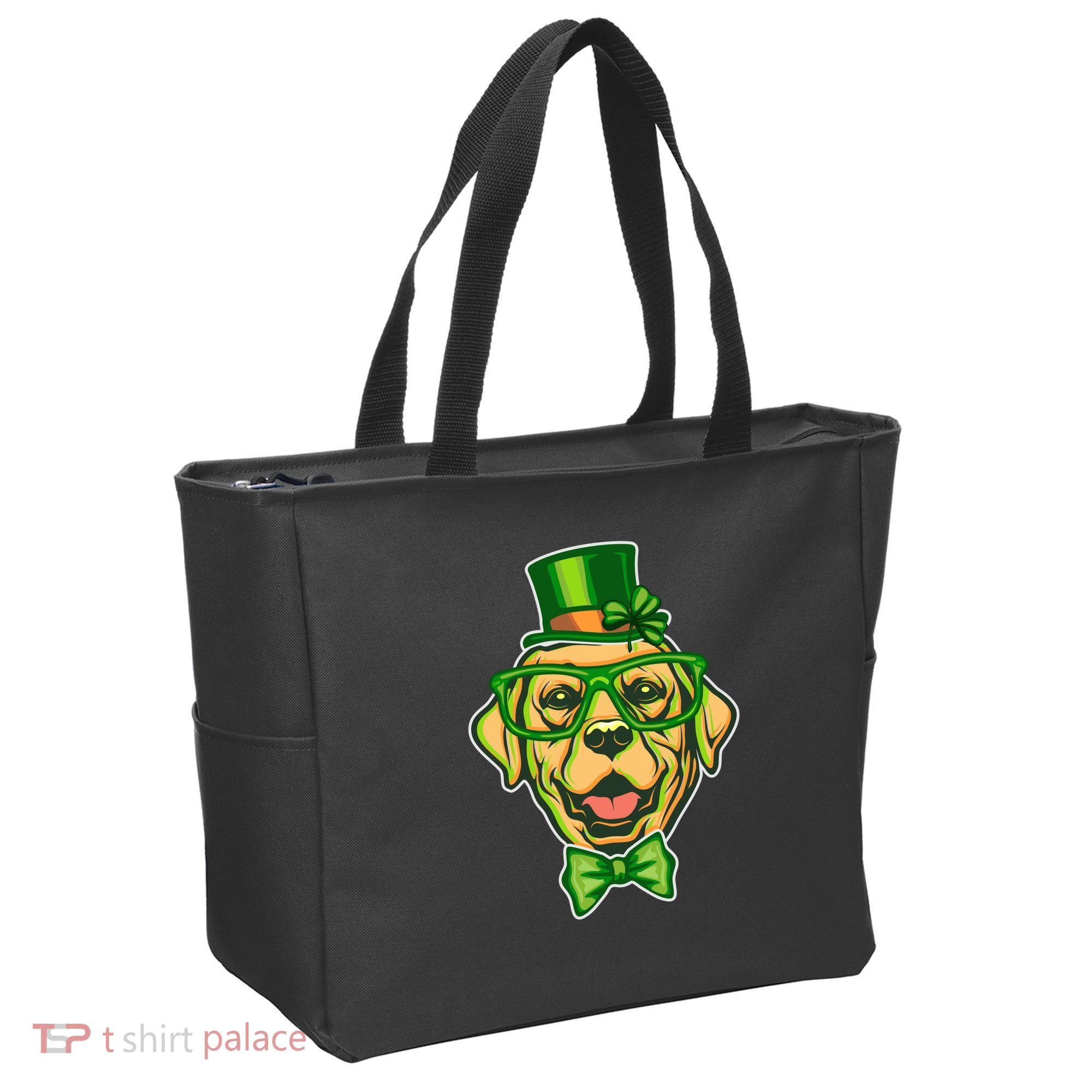 St Patrick's Day Lucky Golden Retriever Dog Tote Bag