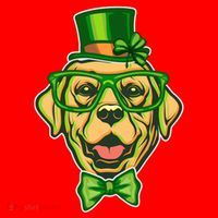 St Patrick's Day Lucky Golden Retriever Dog Santa Hat thumb 1