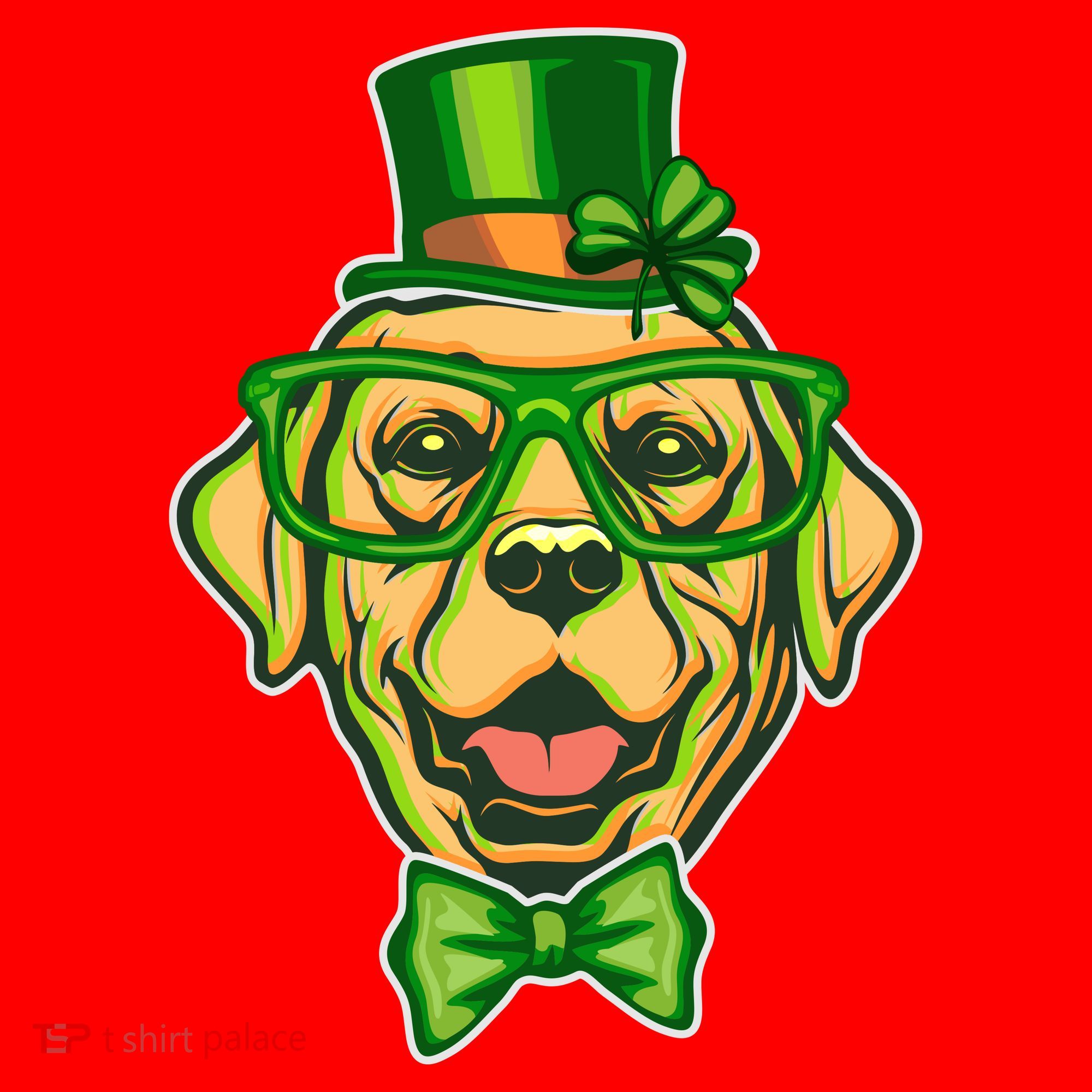St Patrick's Day Lucky Golden Retriever Dog Santa Hat