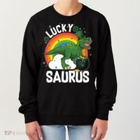 St Patrick's Day Lucky Saurus T-Rex With Pot Of Gold Women's Sweatshirt thumb 0