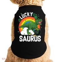 St Patrick's Day Lucky Saurus T-Rex With Pot Of Gold Doggie Tank thumb 0
