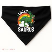 St Patrick's Day Lucky Saurus T-Rex With Pot Of Gold USA-Made Doggie Bandana thumb 0