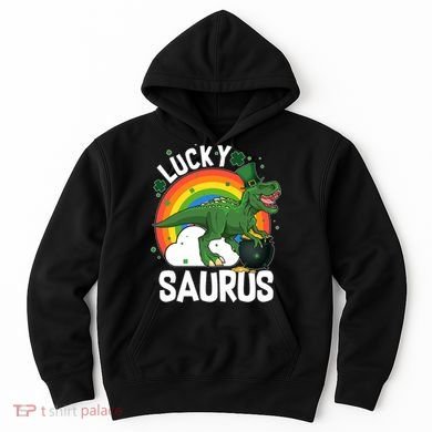 St Patrick's Day Lucky Saurus T-Rex With Pot Of Gold Hoodie