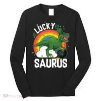 St Patrick's Day Lucky Saurus T-Rex With Pot Of Gold Long Sleeve Shirt thumb 0