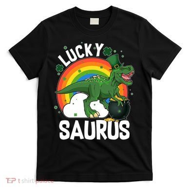 St Patrick's Day Lucky Saurus T-Rex With Pot Of Gold T-Shirt