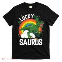 St Patrick's Day Lucky Saurus T-Rex With Pot Of Gold T-Shirt thumb 0