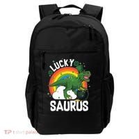 St Patrick's Day Lucky Saurus T-Rex With Pot Of Gold Backpack thumb 0