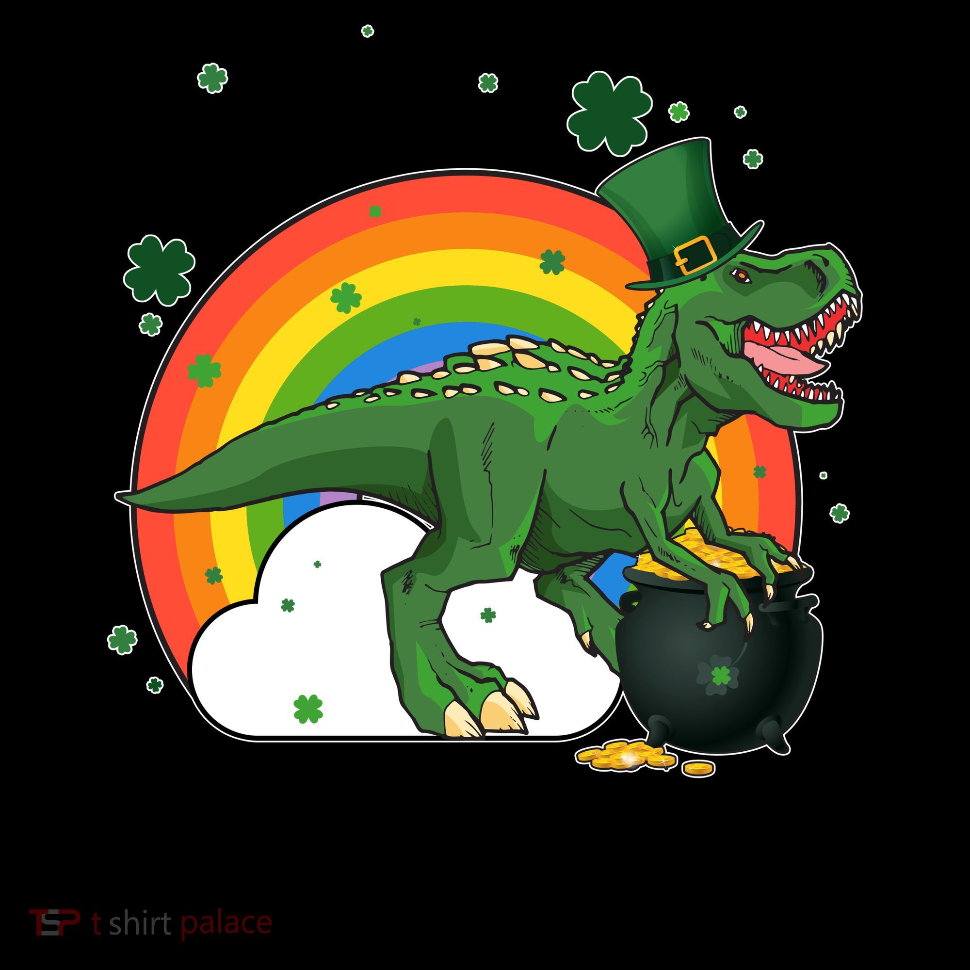 St Patrick's Day Lucky Saurus T-Rex With Pot Of Gold Coffee Mug