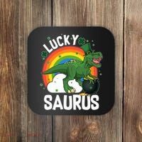 St Patrick's Day Lucky Saurus T-Rex With Pot Of Gold Coaster thumb 0