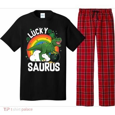 St Patrick's Day Lucky Saurus T-Rex With Pot Of Gold Pajama Set