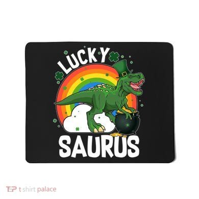 St Patrick's Day Lucky Saurus T-Rex With Pot Of Gold Mousepad