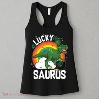 St Patrick's Day Lucky Saurus T-Rex With Pot Of Gold Women's Tank Top thumb 3