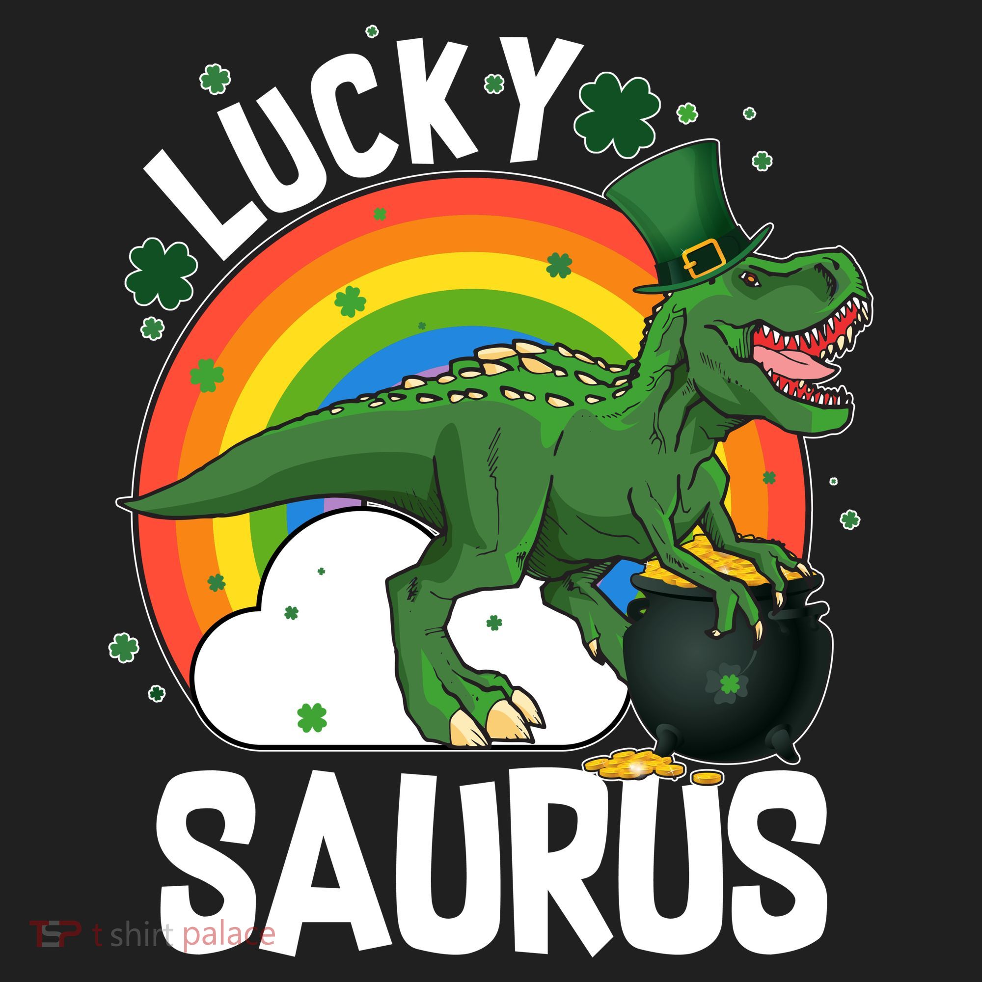 St Patrick's Day Lucky Saurus T-Rex With Pot Of Gold Hat